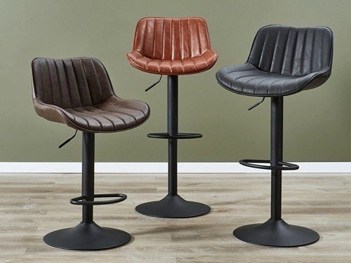 Banqueta regulable Berna tapizada en eco cuero moderna