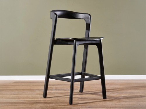 Banqueta Kenia de madera con respaldo alto diseño moderno