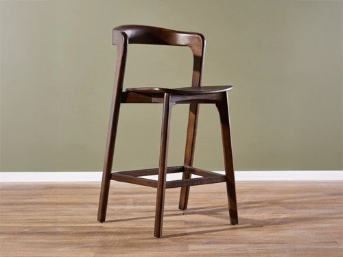 Banqueta Kenia de madera con respaldo alto diseño moderno