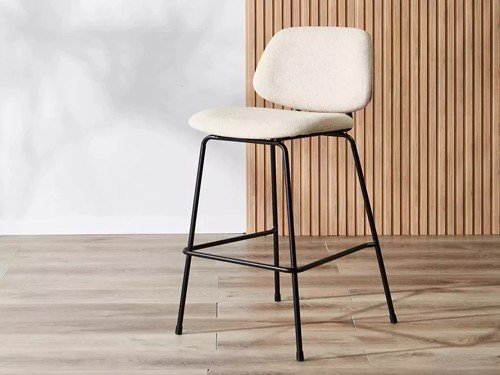 Banqueta Suiza tapizada respaldo alto diseño moderno