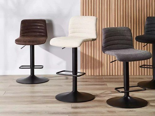 Banqueta Victoria tapizada respaldo alto diseño moderno