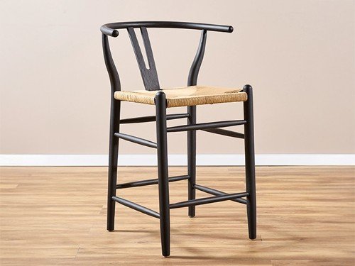 Banqueta Wishbone de madera con respaldo alto diseño moderno