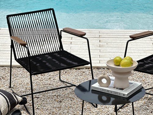 Sillón individual de exterior Buenos Aires II en metal y soga náutica