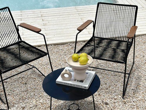 Sillón individual de exterior Buenos Aires II en metal y soga náutica