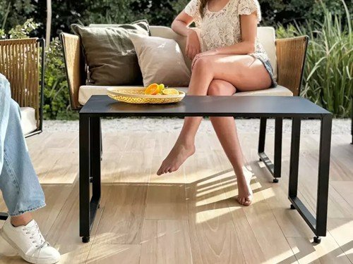 Sillón doble de exterior Delta en metal con lona náutica