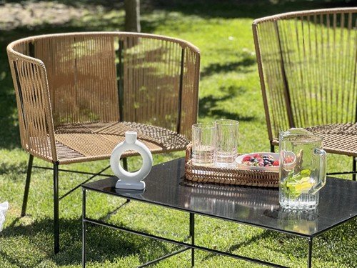 Sillón individual de exterior Gervasoni en metal y soga náutica