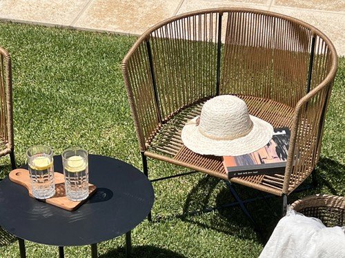 Sillón individual de exterior Gervasoni en metal y soga náutica