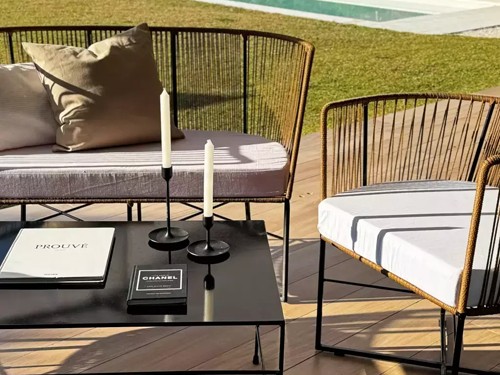 Sillón doble de exterior Gervasoni en metal con almohadon y almohadon