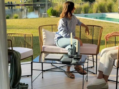 Sillón doble de exterior Gervasoni en metal con almohadon y almohadon