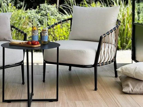 Sillón individual de exterior Milán en metal con lona náutica