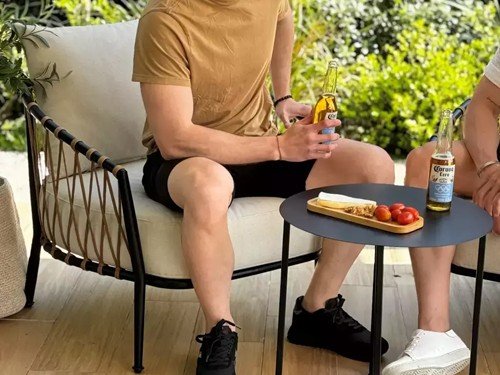 Sillón individual de exterior Milán en metal con lona náutica