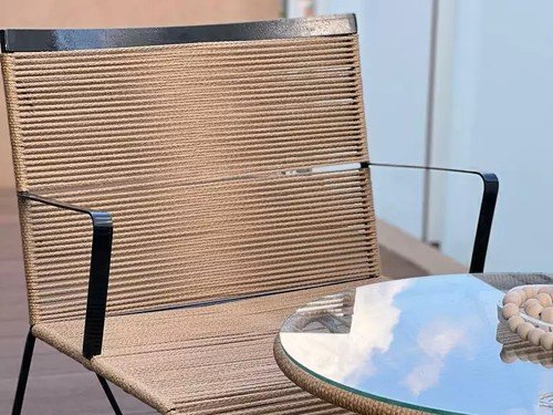 Sillón individual de exterior Rio en metal y soga náutica