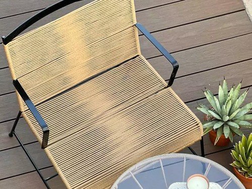 Sillón individual de exterior Rio en metal y soga náutica