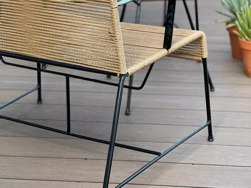Sillón individual de exterior Rio en metal y soga náutica