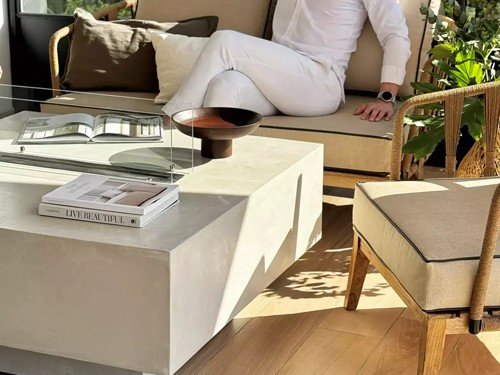 Sillón doble de exterior Terra kraft en madera con lona náutica