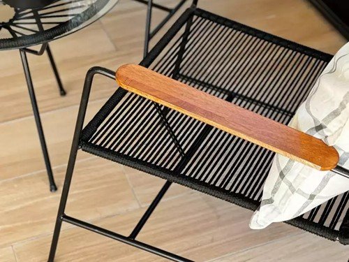 Sillón individual de exterior Buenos Aires en metal y soga náutica