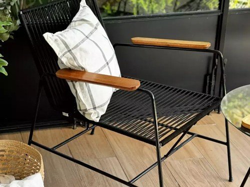 Sillón individual de exterior Buenos Aires en metal y soga náutica