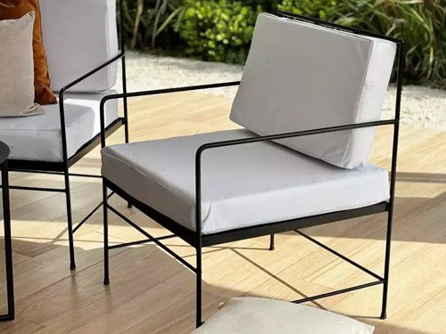 Camastro individual de exterior en metal con lona náutica