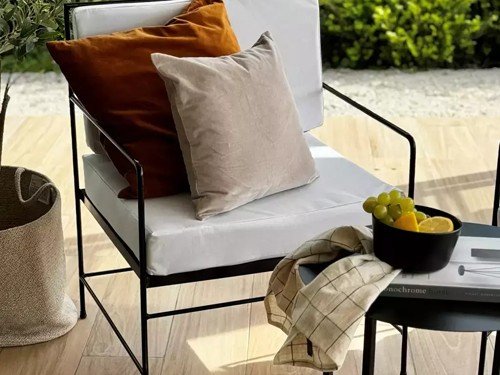 Camastro individual de exterior en metal con lona náutica