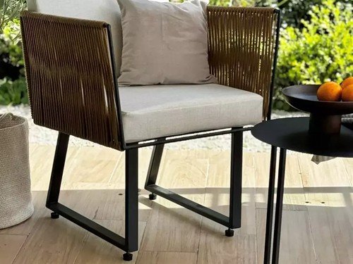 Sillón individual de exterior Delta en metal con lona náutica