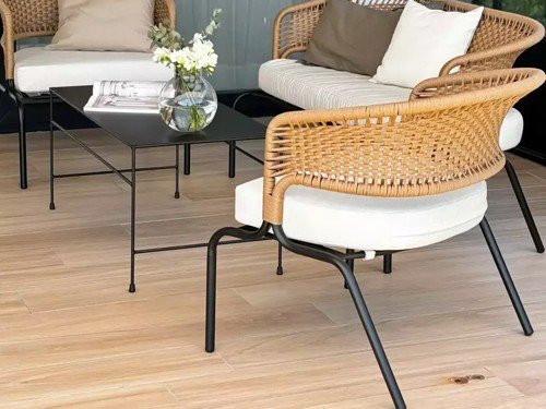 Sillón de exterior Formentera inidividual en metal con lona náutica