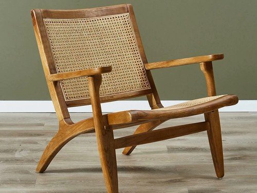 Poltrona Trípoli en madera con esterilla natural artesanal