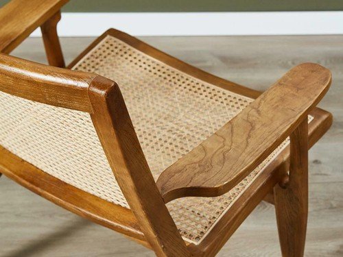 Poltrona Trípoli en madera con esterilla natural artesanal
