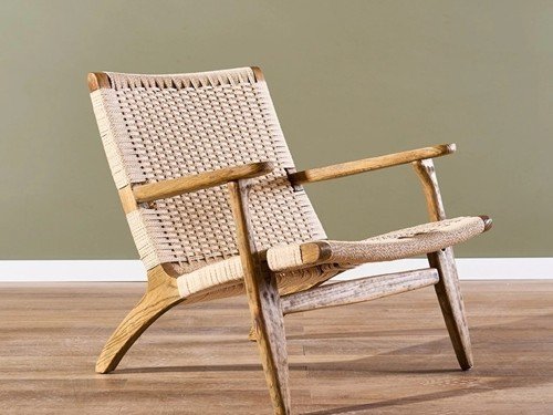 Poltrona Trípoli de madera tejida a mano en cordón náutico