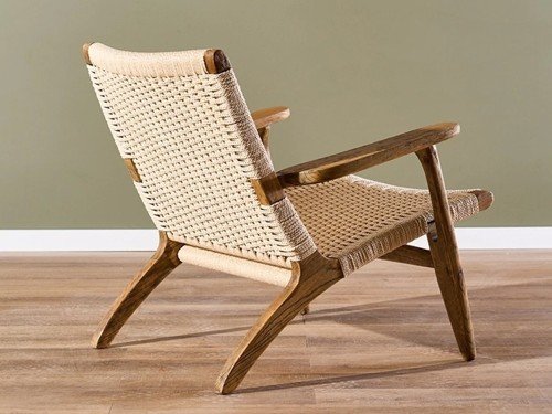 Poltrona Trípoli de madera tejida a mano en cordón náutico