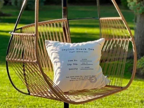 Hamaca colgante Praga con soporte de pie tejida en soga náutica