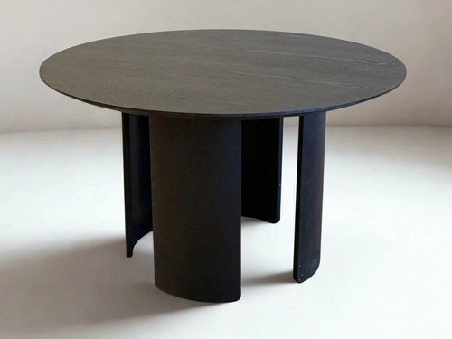 Mesa de comedor redonda Aura en madera de teka natural