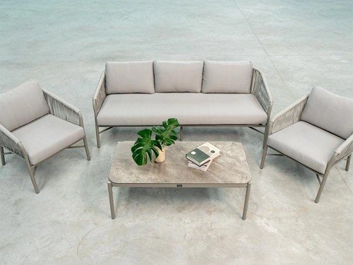 Set de exterior Bermuda en aluminio y lona náutica premium UV