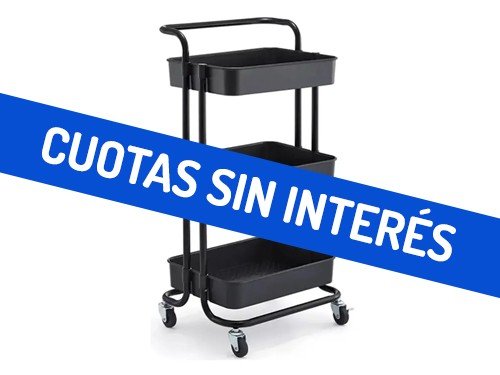 Carro Organizador Multiuso 3 Estantes con Ruedas Negro