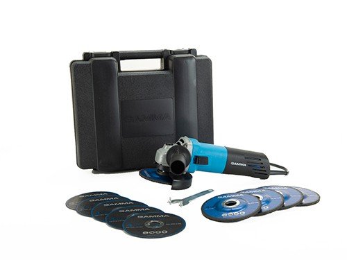Amoladora angular GAMMA en kit 750w -G1910KAR  incluye discos de corte