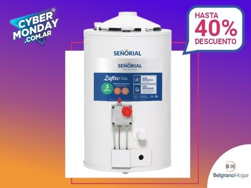 Termotanque gas Señorial 30L alta recup colgar/pie inferior/superior