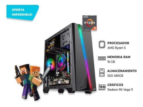PC Gamer - AMD Ryzen 5 16Gb DDR4 SSD 480Gb + Gráficos Vega 11