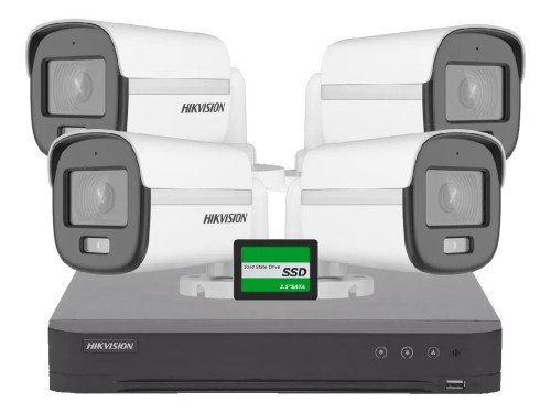 Kit Hikvision DVR 4 Canales + 4 Bullet Colorvu + Disco 480 SSD