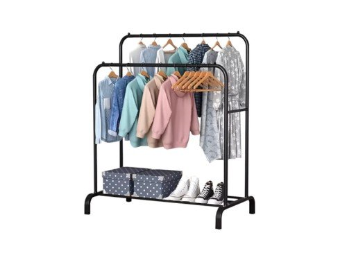 Perchero Doble Metálico Con Estante Inferior Alta Capacidad Waggs