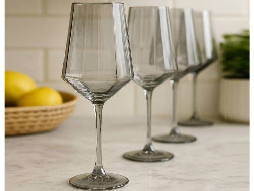 Copas Octogonales Grises de Vidrio pack 6Un