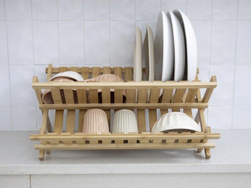 Escurridor seca platos cocina Bambú plegable Dante hogar