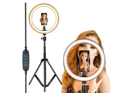 Combo Tripode Aro de Luz Led 26cm + Micrófono Corbatero C + Litghtning