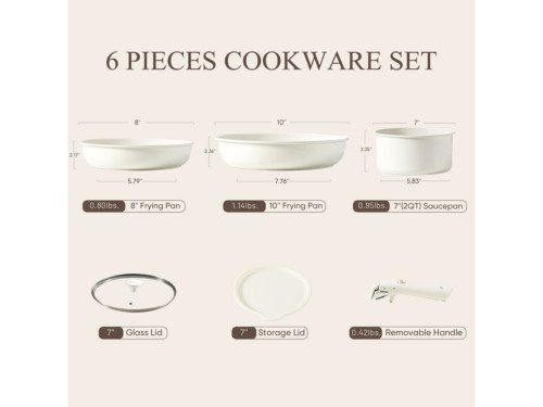 Set Carote Detachable 6 piezas Color Blanco