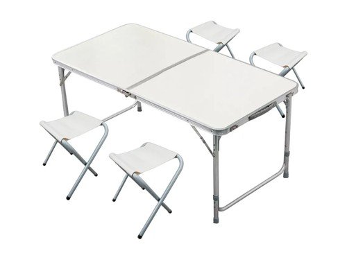 Mesa Plegable Aluminio Camping Playa 120 Cm 4 Sillas Alpina