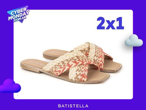 Zueco de rafia con tiras cruzadas