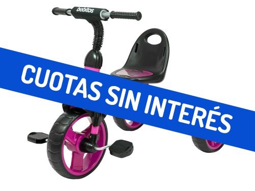 Triciclo Bebitos XG-7741 Free Wheel Fucsia y Negro