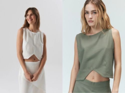 TOP NOVI MUJER SASTRERO CORTE IRREGULAR TWILL PRUSSIA