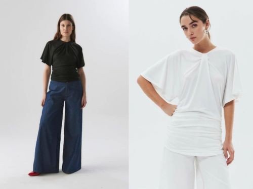 BLUSA BANG MUJER MANGA CORTA CON DRAPEADO PRUSSIA