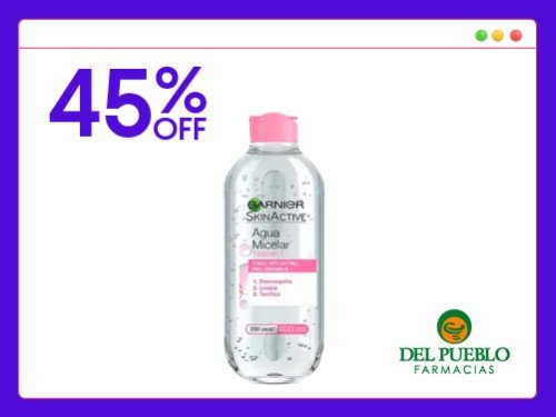 Agua Micelar Todo en 1 Garnier Para Pieles Sensibles x 400 ml