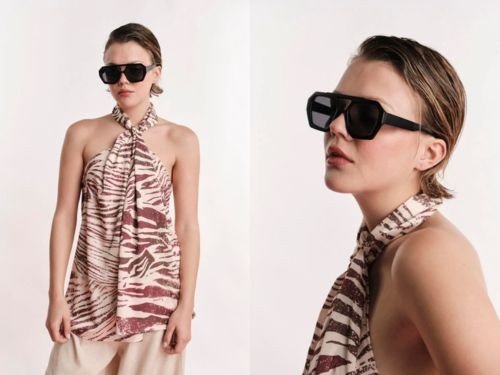 TOP ELOISE MUJER SIN MANGAS ESTAMPADO GASA PRUSSIA