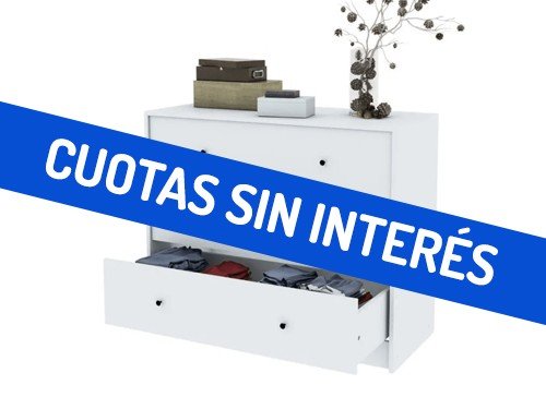 Cómoda Cajonera Málaga CM102BL 3 Cajones Melamina Blanco Mate